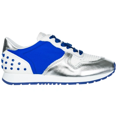 Shop Tod's Women's Shoes Leather Trainers Sneakers In Blue