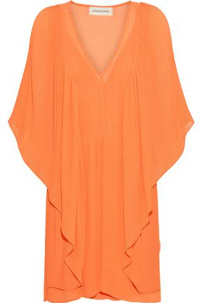 Shop By Malene Birger Woman Plissé-georgette Mini Dress Orange