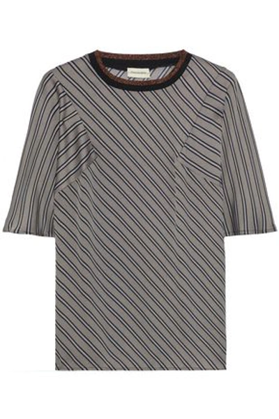 Shop By Malene Birger Woman Hellin Metallic Striped Satin Blouse Dark Gray