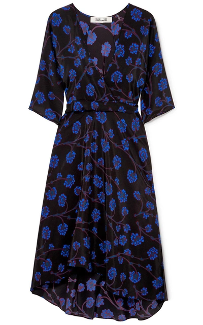 Shop Diane Von Furstenberg Eloise Printed Silk Crepe-de-chine Midi Dress In Nero