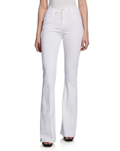 Shop Frame Le High Flare Jeans In Blanc