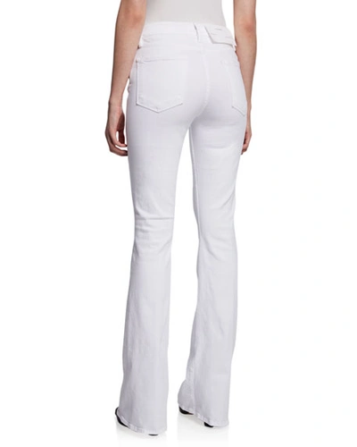 Shop Frame Le High Flare Jeans In Blanc