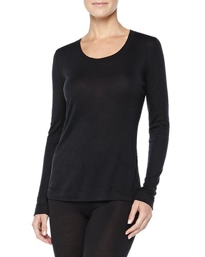 Shop Hanro Cashmere-silk Blend Long-sleeve Shirt, Black