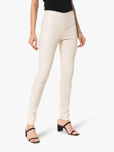 Shop Helmut Lang Super Skinny Leather Trousers In 114 - White