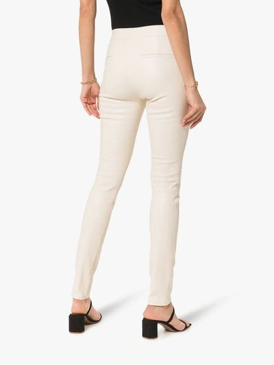 Shop Helmut Lang Super Skinny Leather Trousers In 114 - White