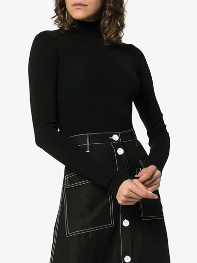 Shop Khaite Cate Long-sleeved High Neck Bodysuit In Black