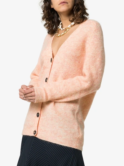 Shop Ganni Callahan Button-down Knitted Cardigan In 499 Silver Pink