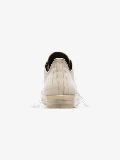 Shop Rick Owens Off-white Low-top Leather Sneakers In Milk/clear