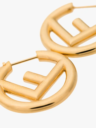 Shop Fendi Metallic F Is  Small Hoop Earrings In F0cfk Gold