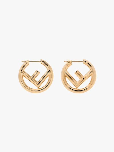Shop Fendi Metallic F Is  Small Hoop Earrings In F0cfk Gold