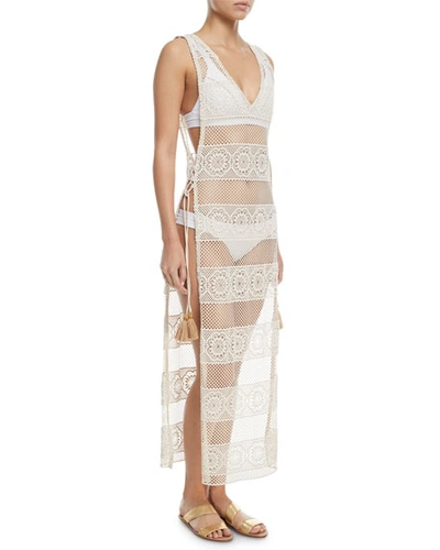 Shop Pilyq Joy Lace Long Coverup W/ Tie Sides In White