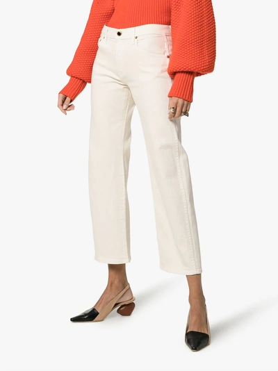 Shop Khaite Wendell Cropped Wide Leg Jeans In White