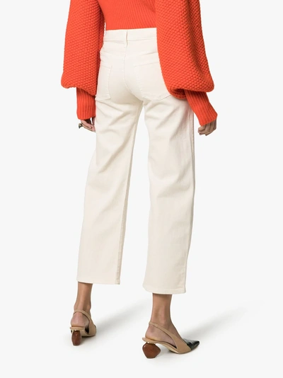 Shop Khaite Wendell Cropped Wide Leg Jeans In White