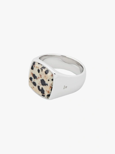 Shop Tom Wood Cushion Leopard Jasper Sterling Silver Signet Ring In 108 - Multicoloured