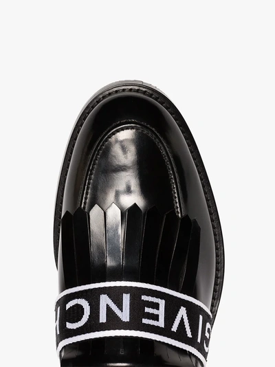 Shop Givenchy Black Cruz Logo Strap Leather Penny Loafers In 001 Black