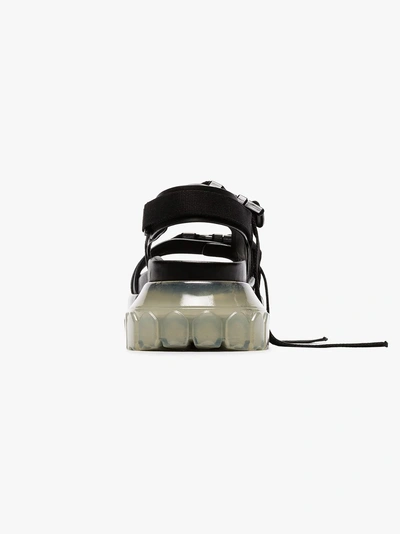 Shop Rick Owens Black Tractor Leather And Canvas Sandals