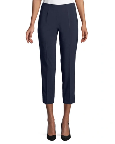 Shop Piazza Sempione Audrey Straight-leg Stretch-wool Cropped Pants In Navy