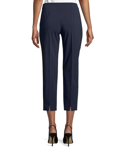 Shop Piazza Sempione Audrey Straight-leg Stretch-wool Cropped Pants In Navy