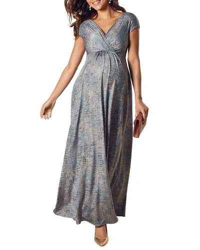 Shop Tiffany Rose Maternity Francesca Short-sleeve Maxi Dress In Blue