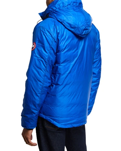 Shop Canada Goose Men's Lodge Pbi Down-fill Hoodie Jacket In Blue