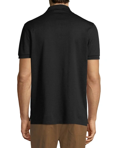 Shop Ferragamo Men's Tipped Cotton Polo Shirt In Black