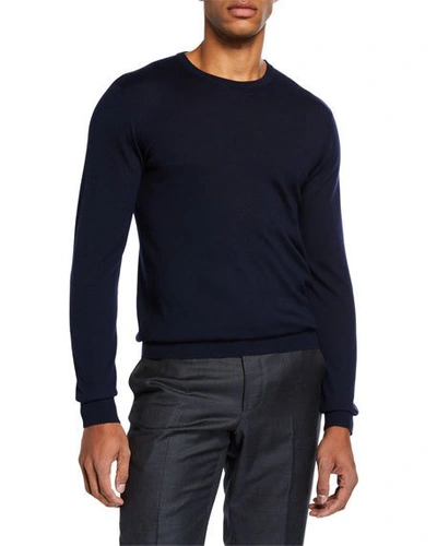 Shop Ralph Lauren Men's Cashmere Crewneck Sweater In Navy