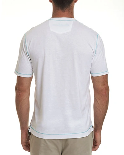 Shop Robert Graham Men's Maxfield Short-sleeve V-neck Shirt In White