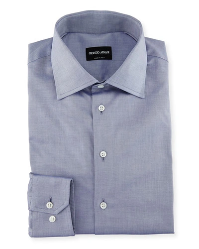 Shop Giorgio Armani Men's Light Blue Basic Dress Shirt