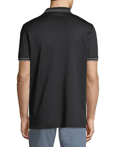 Shop Ferragamo Men's Tipped Cotton Polo Shirt In Navy