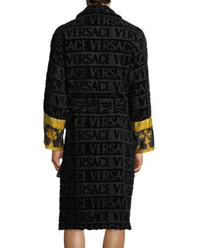 Shop Versace Unisex Barocco Sleeve Robe In White