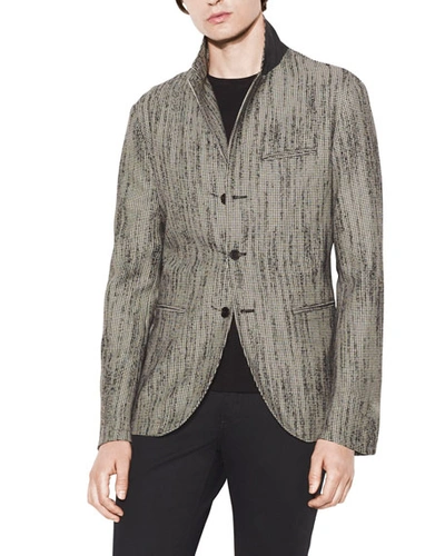 Shop John Varvatos Men's Easy-fit Button-front Jacket In Black/white