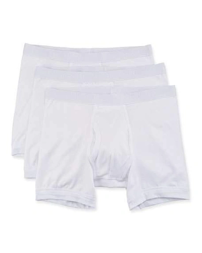 Shop Neiman Marcus Men's 3-pack Tagless Cotton Stretch Boxer Briefs In White