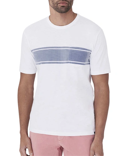 Shop Faherty Men's Striped Pocket T-shirt In White Pattern