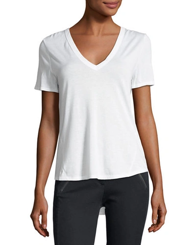 Shop Veronica Beard Cindy V-neck High Low Tee In White