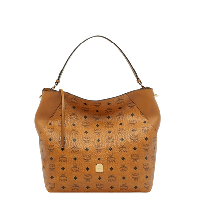 Shop Mcm Klara Hobo In Visetos In Cognac