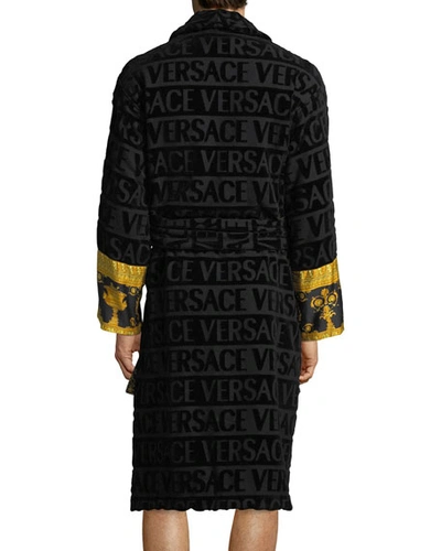 Shop Versace Unisex Barocco Sleeve Robe In Black