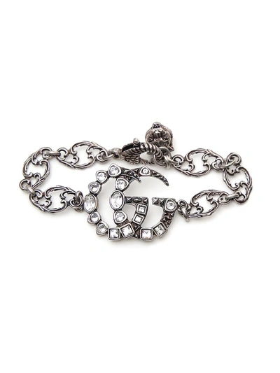 Shop Gucci Double Gg Charm Bracelet In Silver
