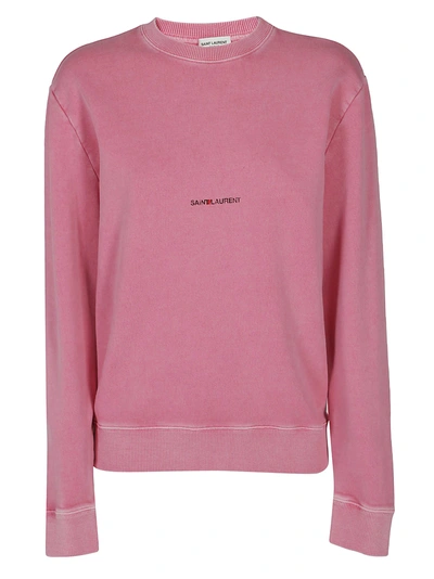 Shop Saint Laurent Logo Sweatshirt In Pink