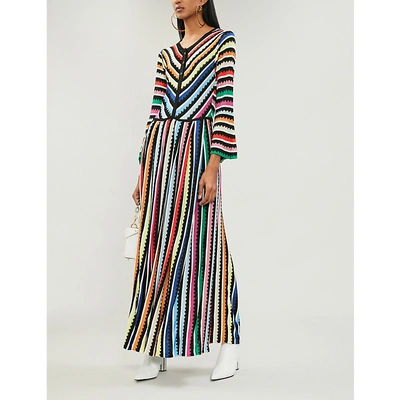 Shop Mary Katrantzou Striped Knitted Midi Dress In Multi