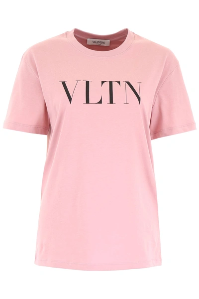Shop Valentino Vltn T-shirt In Soft Pink Nero