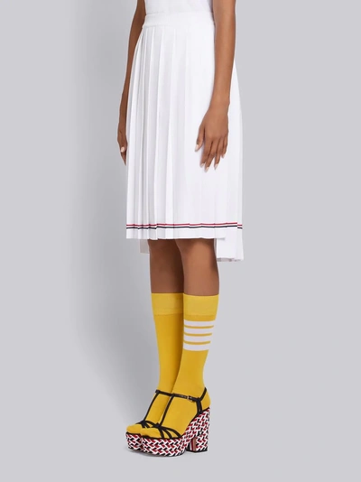 Shop Thom Browne Tipping Stripe Long Pleated Skirt In White