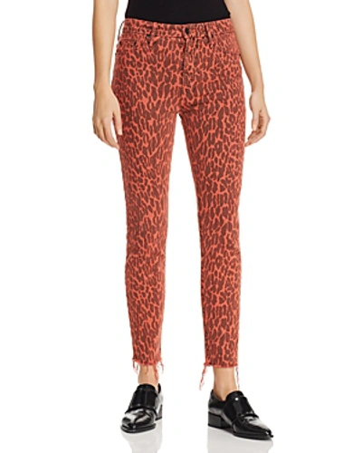 Shop Mother Looker High-rise Leopard Ankle Fray Skinny Jeans In Animal Attraction