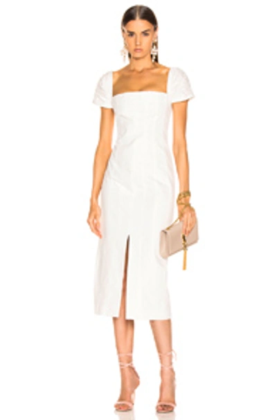 Shop Brock Collection Square Neck Dress In White In Natural