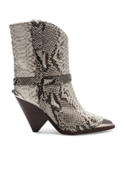 Shop Isabel Marant Lamsy Boot In Animal Print,brown,white. In Chalk
