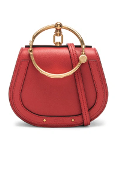 Shop Chloé Chloe Small Nile Bracelet Bag Calfskin & Suede In Red In Plaid Red