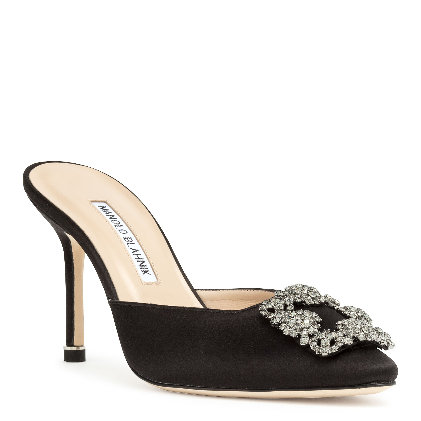 manolo blahnik satin mules