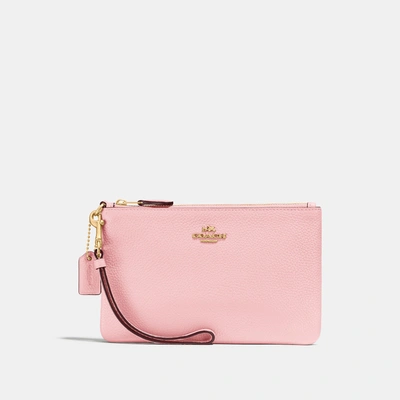 Shop Coach Small Wristlet In Blossom/gold