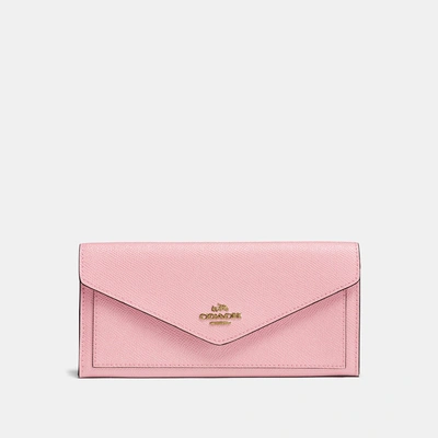 Shop Coach Soft Wallet In Blossom/gold