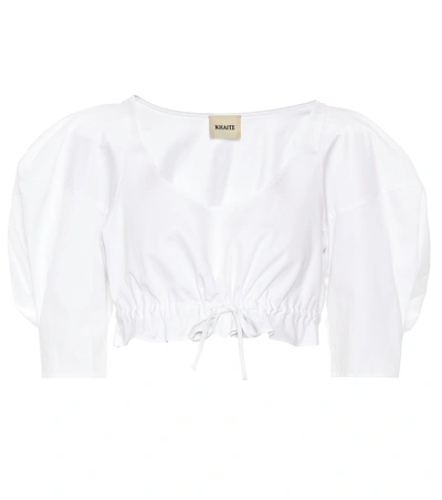 Shop Khaite Frankie Cotton Poplin Crop Top In White