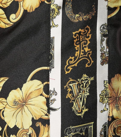 Shop Versace Printed Silk Twill Trackpants In Black